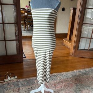 RVCA Olive and Off-White Strapless Dress